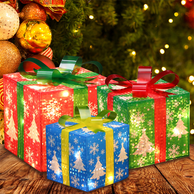 Christmas Lighted PVC  Gift Boxes