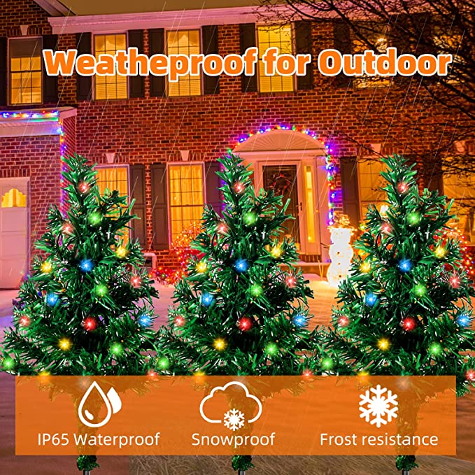 Outdoor Solar Garden Lights 4 Pack Decorative Xmas Tree Christmas
